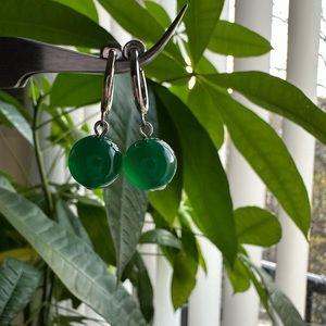 Faux jade clip on earrings